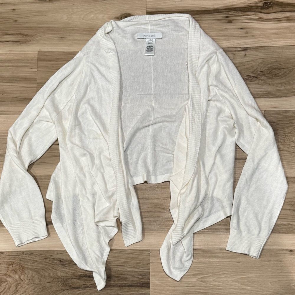 Verve Ami White Open Front Cardigan Women's Medium